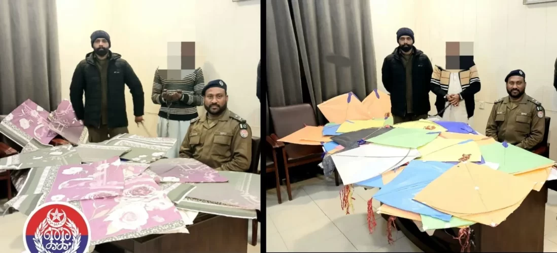 Anti-Kite Flying Crackdown in Jhelum: Two Arrested, Hundreds of Kites and Deadly Strings Seized