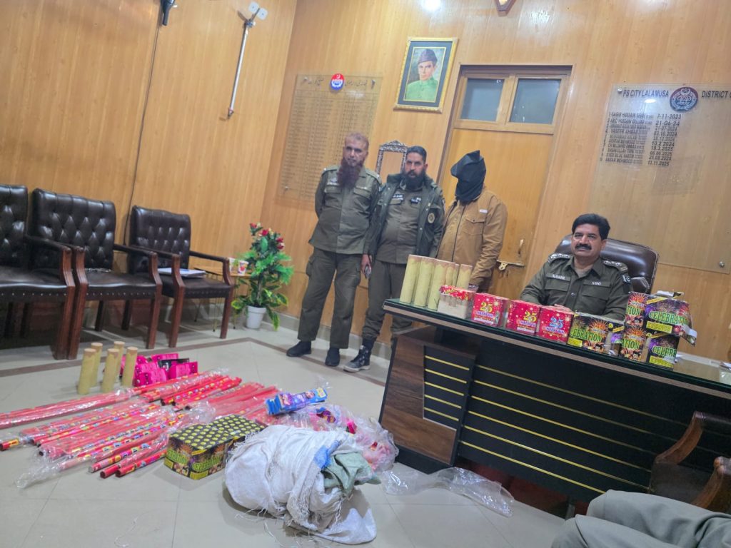 Police Seize Illegal Fireworks Worth Millions in Lalamusa Ahead of Shab-e-Barat